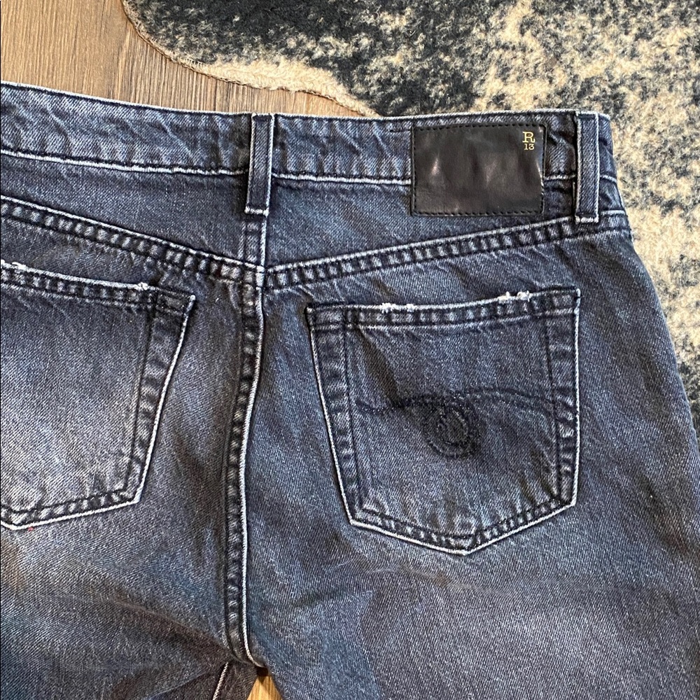 R13 || Kick Fit Raw Hem, Frayed Crop Jeans - Picture 6 of 10